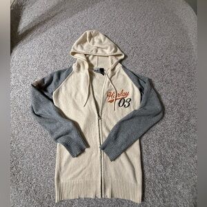 Cream & Gray Vintage Harley-Davidson Slim Fit Zip Hoodie Cardigan